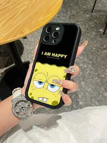 SpongeBob SquarePants 1个时尚创意趣味海绵宝宝字母标语彩绘图案防震手机壳，适用于三星/苹果17/16/15/14/13/12/11 Pro Max/12 Pro/14 Plus及其他型号 - 彩色 - 查看 2
