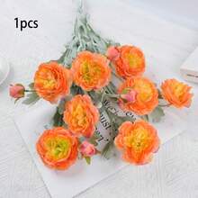 Artificial Peony Flower With Stem Three Head Faux Floral Plants For Vase Wedding Decorations - trái cam - Xem 1