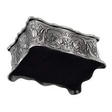 Hipiwe Vintage Jewelry Box, Small Enameled Trinket Box Organizer Rectangular Treasure Chest Box Jewelry Decorative Box Keepsake Gift Box Case For Women,3.7x 2.7x 2 Inch,Small,MetallicGrey - MetallicGrey - View 9