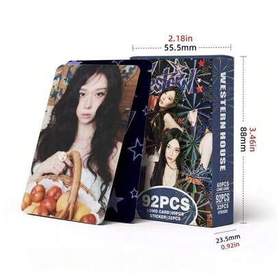 AESPA Latest Album Photo Cards. 92pcs/Box (60pcs LOMO Cards + 32pcs Stickers) K-POP Fan Goods, Collectible Photo Cards, Stickers, Album Decoration, Gifts For Valentine's Day, Christmas, Birthday, New Year