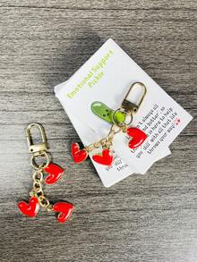 3/1 Set Valentine's Day Theme Keychain Set Creative Gift Idea Three Small Red Heart Keychains + One Sentiment Card Perfect For Holiday Gifting Car Ornament For Your Loved One, Friends, Family, Or Parties - Multicolor - View 5
