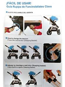 Carriola De Bebe Tipo Europeo 4 Posiciones - Rojo violeta - Ver 5