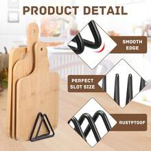 Cutting Board Storage Box, Triangular Cutting Board Rack, Black Metal Cutting Board Stand, Pot Lid Organizer, Suitable For Cabinet Countertop - Black - View 6
