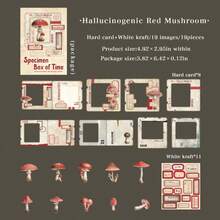 19张/包 复古镂空蝴蝶风景拼贴贴纸，剪贴簿用品，极简昆虫蘑菇做旧相框拼贴装饰材料，手账DIY贴纸，文具剪贴簿用品 - 彩色 - 查看 14