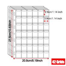 10 Pcs High-Transparency Coin Loose-Leaf Sheets With 30 Compartments. These Are Available Inner Pages Suitable For Banknote And Coin Loose-Leaf Albums. They Are Single-Sided High-Transparency Coin Album Pages.