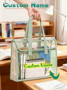 Personalized Transparent Tote Bag, Thick Clear PVC Handbag, PVC Beach Bag - Large Student Storage Bag, PVC Cosmetic Organizer Bag, Stadium Event Transparent Bag, Student & Office Supplies, Back To School File Folder - Multicolor - View 1