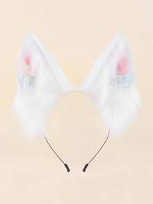 可爱兔子毛绒绒氛围手工兔耳朵发箍，复古洛丽塔配饰，多色蝴蝶结流苏动物耳朵发箍