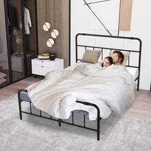 Bed Frame 90x200/140x200/160x200 Cm, Metal Bed, Guest Bed, Youth Bed For Bedroom, Double/Single Bed, Black - Black - View 3