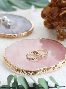 树脂首饰展示托盘，镶嵌水钻指甲油调色盘，仿玛瑙设计，金色镶边，适用于展示项链、手链、戒指、耳环、化妆品等，是送给女性和女孩的绝佳礼物，也适用于收纳美甲工具、美甲用品、返校美甲用品、美甲贴纸、美甲配件、家居装饰和收纳用品。 - 彩色 - 查看 4