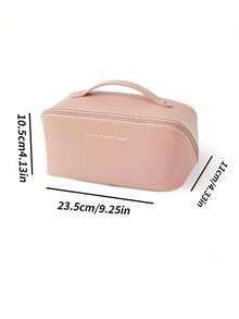 1pc Portable Large Capacity Makeup Bag, Modern Letter Graphic Cosmetic Bag, For Home, Travel,Boho Vibes,For Holiday Beach, Bathroom Collection, Bedroom Collection, Large Capacity - Pink - View 11