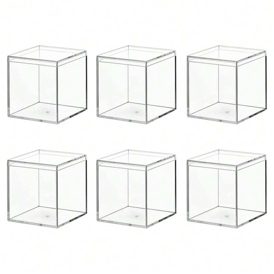 6 Packs Clear Acrylic Plastic Box, Acrylic Boxes With Lids, Small Square Plastic Containers 2.1''*2.1''*2.2'', Plastic Square Boxes For Candy, Pill And Jewelry,2.2inchx2.2inchx2.2inch - 2.2英寸x2.2英寸x2.2英寸 - 查看 1