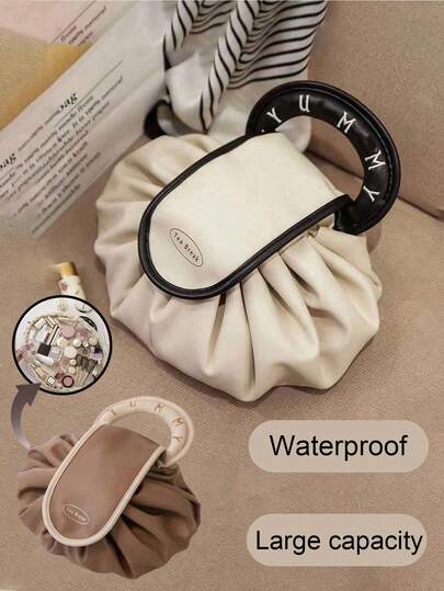 1pc Multi-Functional Travel Makeup Bag, Large Capacity Drawstring Cosmetic Organizer Bag, Portable Makeup Storage Pouch, Suitable For Holiday Gifts, Valentine's Day Gifts, Makeup & Skincare Storage, Travel Organizer, Cosmetic Storage Bag, Fits Lipstick & Makeup Accessories, Holiday Gifts, Valentine's Day Gifts, Mother's Day Gifts