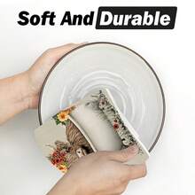 2pcs Vintage Khaki Floral Cow Kitchen Towels, Modern Absorbent Dishcloths, Cooking Baking Tea Clothes, Washing And Hand Cleaning Rags – Super Soft & Highly Absorbable For Home Decor Or Gifts (Neighbor/Mom's Birthday Present), Sweet Housewarming Idea, Essential Accessories, Kitchen Duster Cloth, Dish Drying Cloth, Stylish Home Accessory, Decorative Dishcloth, Quickdrying Cloth, Absorbent Fabric, Multipurpose Rags, Household Essentials, Gift For Mom, Neighbor Presents - 彩色 - 查看 2