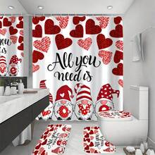 1/4pcs Dwarf, Heart, Rose Pattern Shower Curtain With Hooks, High Definition Digital Printing Polyester Fabric, Bathroom Divider Curtain For Wall And Bathtub, Washable Bathroom Decor Shower Curtain, Suitable For All Seasons - Multicolor - View 22