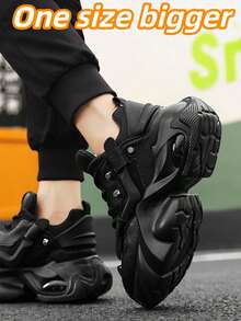 （建议买大一码，或买小一码）男女皆宜的高端复古厚底运动鞋，时尚运动鞋，法式巴黎风休闲跑步鞋，透气网面，厚底，舒适增高鞋，时尚圣诞鞋 - 黑色 - 查看 6