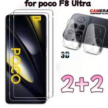 Juego de 4 piezas para Xiaomi Poco F8 Pro/Poco F8 Ultra, 2 protectores de pantalla de vidrio templado + 2 protectores de lente de cámara, protección de pantalla esencial 3D HD 9H anti-arañazos, aplicable a protección diaria, oficina, hogar. Protector de pantalla de teléfono, accesorios de teléfono a prueba de agua, a prueba de golpes, resistente a caídas y arañazos - transparente - Ver 4
