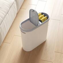 Compact White Plastic Trash Can With Built-In Handle, Rust-Resistant, Space-Saving Design, Odor-Proof Lid - Perfect For Bathroom, Laundry Room And Home Office, Home Office Waste Disposal | Polished Finish | Odor-Proof Lid - Thickened and Durable - View 7