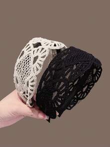 1PC French Country-Style Fabric Lace-Weave Headband Elegant Wide-Brimmed Face-Framing Hairband Atmospheric Hair Accessory Hair Bundle ,Hair Band ,Diadema ,Hair Hoop