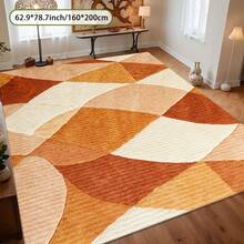 Large Modern Abstract Geometric Area Rug - Soft Washable Floor Mat With Vibrant Orange, Beige, And Brown Designs, Perfect For Living Room, Bedroom, Dining Room - Adds Warmth And Style To Any Space, Living Room Carpet, Christmas And Thanksgiving Floor Mat, Bedroom Carpet, Decorative Carpet, Bohemian Floor Mat, Living Room And Bedroom Textured Rug, Vintage Carpet - 彩色 - 查看 4