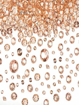 200/500/1000pcs 6mm Transparent Champagne Acrylic Diamond Crystals, Scattered Gems Suitable For Decoration, Wedding Party, Birthday, Bridal Shower And Vase Filler