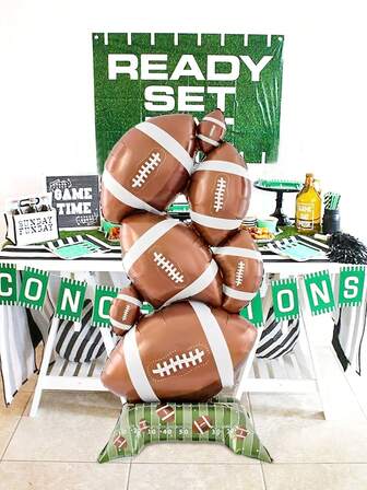 1pc Large Standing Football Foil Balloon, Suitable For Football Game Atmosphere Decoration, Birthday Party Decoration, Football Theme Party, Sports Theme Party, Celebration Party, Indoor And Outdoor Decoration