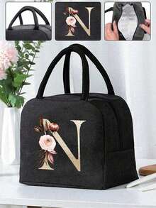 Printed Pattern Insulated Lunch Bag, Insulated Lunch Tote, Handbag, Lunch Box, Ice Pack, Picnic Food Tote, Canvas Lightweight Portable Lunch Storage Bag, School Office Picnic Lunch Tote, Can Be Carried To School And Work, Birthday Gift, Commemorative Gift. This Is A Novel Design, Large Capacity Portable Casual Insulated Lunch Bag, An Ideal Handbag. - Multicolor - View 5