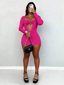 Bộ jumpsuit nữ AiTyi với cổ áo xếp ly, thiết kế ôm sát tôn dáng, thoải mái và thời trang cho sinh hoạt hàng ngày, dã ngoại, dạo phố, đi làm, mua sắm, dự tiệc, thanh lịch cho Ngày Độc lập, tựu trường, lễ tốt nghiệp, Ngày Valentine, Năm mới, Tháng Tự hào, Lễ hội âm nhạc, lễ hội hóa trang, Lễ Phục sinh, Xuân/Thu 2026. Bộ jumpsuit xếp ly thoải mái, gợi cảm - Màu Hồng Tươi - Xem 2