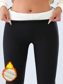 Women'S Thermal Leggings - Extreme Cold Weather Pants With Non-Slip Grip, Stretchy Winter Pants For Everyday & Formal Outfits - Elegant Leggings For Fall/Winter Seasons, Winter Leggings, Cold Weather Apparel, Embroidered      Comfortable Stretchy Plush Pants - Embroidered Style - Autumn And Winter For Women - Thickened And Lined Leggings - High-Waisted Elastic Trousers For Winter Warmth    High Waist Stretch Leggings With Embroidery And Fleece Lining - Warm, Thick Fit For Autumn And Winter, Machine Washable, High Waisted Leggings - màu đen - Xem 1
