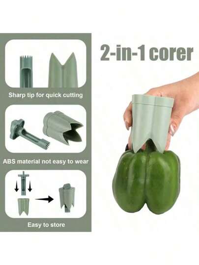 4.45x2.2x2.2 Inch Metal Chili Deseeder & Bell Pepper Corer 2-In-1 Fruit Vegetable Deseeder Chili Cutter, Suitable For Kitchen, Home, Camping