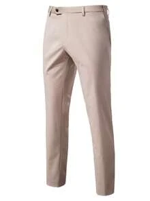 Caelus Male Groom Wedding Blazers High Quality Dress Jacket Coat Pants Vest Men 3 Pieces Set Formal Slim Tuxedo Prom Suit Business Networking Formal Tuxedo Prom Suit Work Office Suit - Beige - View 7