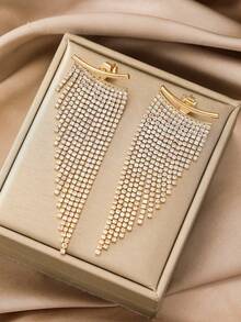 一对奢华水晶流苏吊坠耳环，女士款，适合新年派对、婚礼、约会、夜店、晚间社交场合，是送给她的好礼物。 - 彩色 - 查看 6