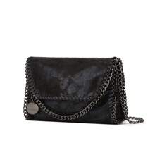 [Daily Comfort]1 Piece Women's Black Shoulder Chain Crossbody Bag - Soft Handwoven Polyester Fiber, Zipper Closure, Fashionable And Versatile, Suitable For Daily Use, Multifunctional Crossbody Bag | Minimalist Handbag | Soft Polyester Bag, Small Crossbody Bag - 黑色槍金屬鏈 - 查看 6
