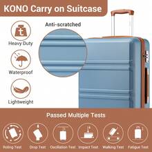 Lightweight 2 Piece Cabin Suitcase Set 20 Inch Carry On Luggage With Vanity Case ABS PC Hard Shell Spinner Wheels TSA Lock YKK Zipper For Travel - Dusty Blue - View 6