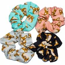 Corgi Dog Hair Scrunchies 4 Pack Cotton Elastic Hair Bands Scrunchy Hair Ties Ropes Scrunchie Women or Hair Accessories - Corgi, paquete de 4, colores surtidos - Ver 8