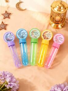 10/20 piezas Tubos de burbujas vacíos para Eid (el líquido de burbujas no está incluido), palos de burbujas de plástico grueso con diseño de luna y flor para la fiesta de Ramadán, botellas de jabón de burbujas reutilizables y duraderas, regalos de fiesta de burbujas de cumpleaños, decoraciones de fiesta de Ramadán, decoraciones de baby shower, relleno de bolsas de regalo de fiesta de primer cumpleaños, suministros de decoración de fiesta de primer cumpleaños, regalos de baby shower, decoración de Eid Mubarak, decoraciones de Ramadán para el hogar - Multicolor - Ver 6