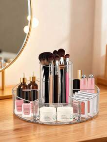 Bàn trang điểm xoay 360 độ 1 chiếc, 6 ngăn, tủ trưng bày mỹ phẩm trong suốt, có bàn xoay Lazy Susan - Nhiều màu - Xem 1