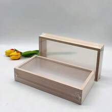 1 Stück rechteckige Paulownia Holz-Acryl Vitrine, 3D Hohlrahmen, polierte Acryl-Oberfläche, staubdichter beidseitiger Präsentationsständer, geeignet für getrocknete Blumen, DIY Kunst, besondere Anlässe, Figuren, Heim- und Bürodekoration, Foto- und Blumenarrangements, modernes Ästhetik, Struktur, Heimdekoration - Holzfarbe - Übersicht 5