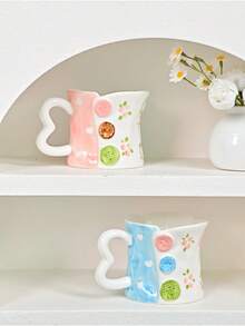 1 كوب قهوة سيراميك فريد من نوعه بشكل عقدة الزهور المرسومة باليد - متعدد الألوان - مشاهدة 7