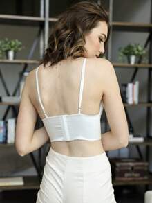 Satin Glow Longline Bralette – Effortless Elegance - 白色 - 查看 4