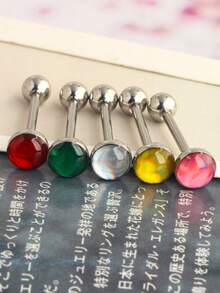 5pcs 14G Stainless Steel Tongue Piercing Bards Piercing Tongue Rings For Women And Men Stainless Steel Drip Oil Body Piercing Jewelry - Tongue ring - View 3