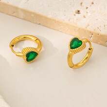 Delicate & Compact Colorful Heart Shaped Earrings, Stainless Steel Hypoallergenic Fashion Heart Earrings For Men & Women, Versatile For Daily, Party, Valentine's Day, Christmas, Birthday Gift - Heart - View 3