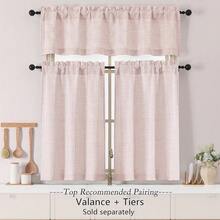 Chyhomenyc Blush Pink Valance For Windows, Light Filtering Textured Small Kitchen Valance, Rod Pocket Top Window Short Curtain For Bathroom Basement Farmhouse, 60Wx14L Inch,60inchWx14inchL(Packof1),BlushPink - 腮紅粉色 - 查看 3