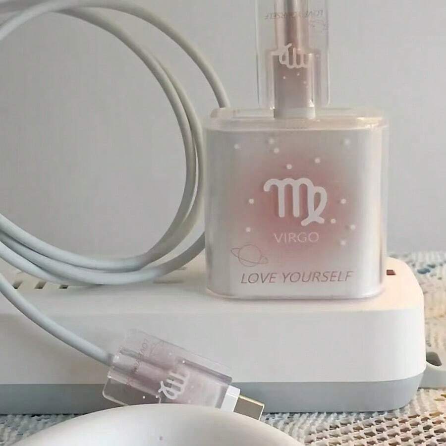 3-In-1 Transparent Zodiac Protective Case, Bite Protector & Cable Compatible With Apple 18W/20W Charger, TPU Soft Shell, Anti-Breakage - Multicolor - View 1