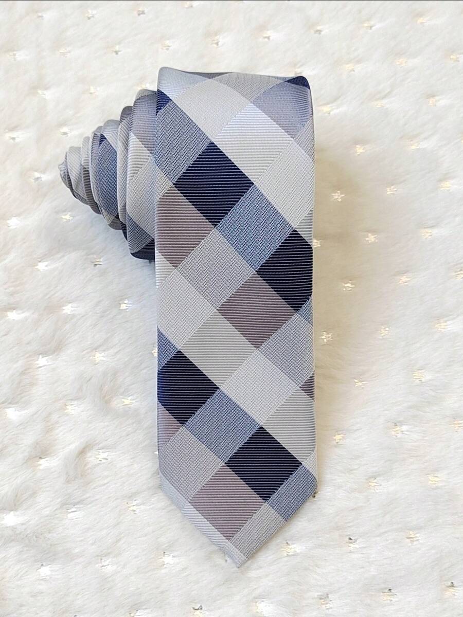 Men's Casual Colorful Plaid Slim Tie(5.5cm) - 灰色 - 查看 1