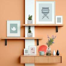 折叠式置物架支架，最大承重220磅，重型DIY壁挂式置物架支架，节省空间，适用于桌子、工作台（2个装） - 黑色 - 查看 7