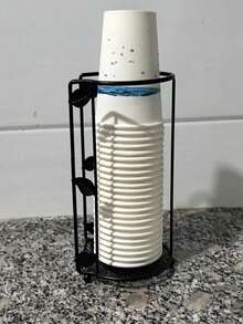 1pc Disposable Cup Dispenser, Tabletop Water Cooler Cup Holder, Home Use Paper Cup Rack, No Drilling Required - Multicolor - View 9