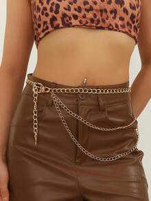 Cinto de cintura com corrente metálica grossa, tamanho grande, decorativo para vestidos e camisas.