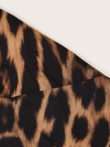 Da Jade 女士复古港式休闲豹纹缎面高腰修身鱼尾长裙，百搭下装，适合搭配秋季西装外套和大衣，日常外出和通勤皆宜。 - 棕色 - 查看 6