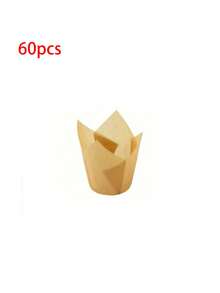 60pcsTulip Paper Cupcake Non-Stick Baking Tray For Cupcake Liners. Suitable For Baking Paper Cups, Parties, Christmas, Cakes, Muffins. Used For Holding Candies, Desserts And Fruits.