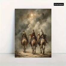 1 Pc Canvas Painting, The Three Wise Men Follow The Star Of Bethlehem - A Wall Art Of The Biblical Nativity Scene Of Jesus , Wooden Framed Art,High Quality ,Thickness 2. 25cm/1inch Wall Art Prints Poster Direct Hanging Decor For Home Gifts,Living Room, Bathroom, Bedroom, Kitchen,Bar,Office,Halloween, Christmas And Valentine's Day Gifts,2D Plane - 彩色 - 查看 5